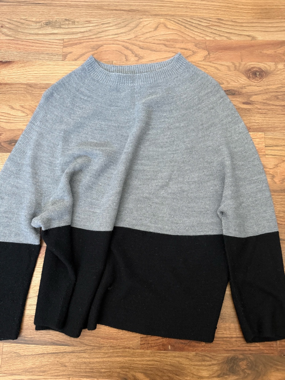 Colorblock Black and Heather Gray Knit Sweater